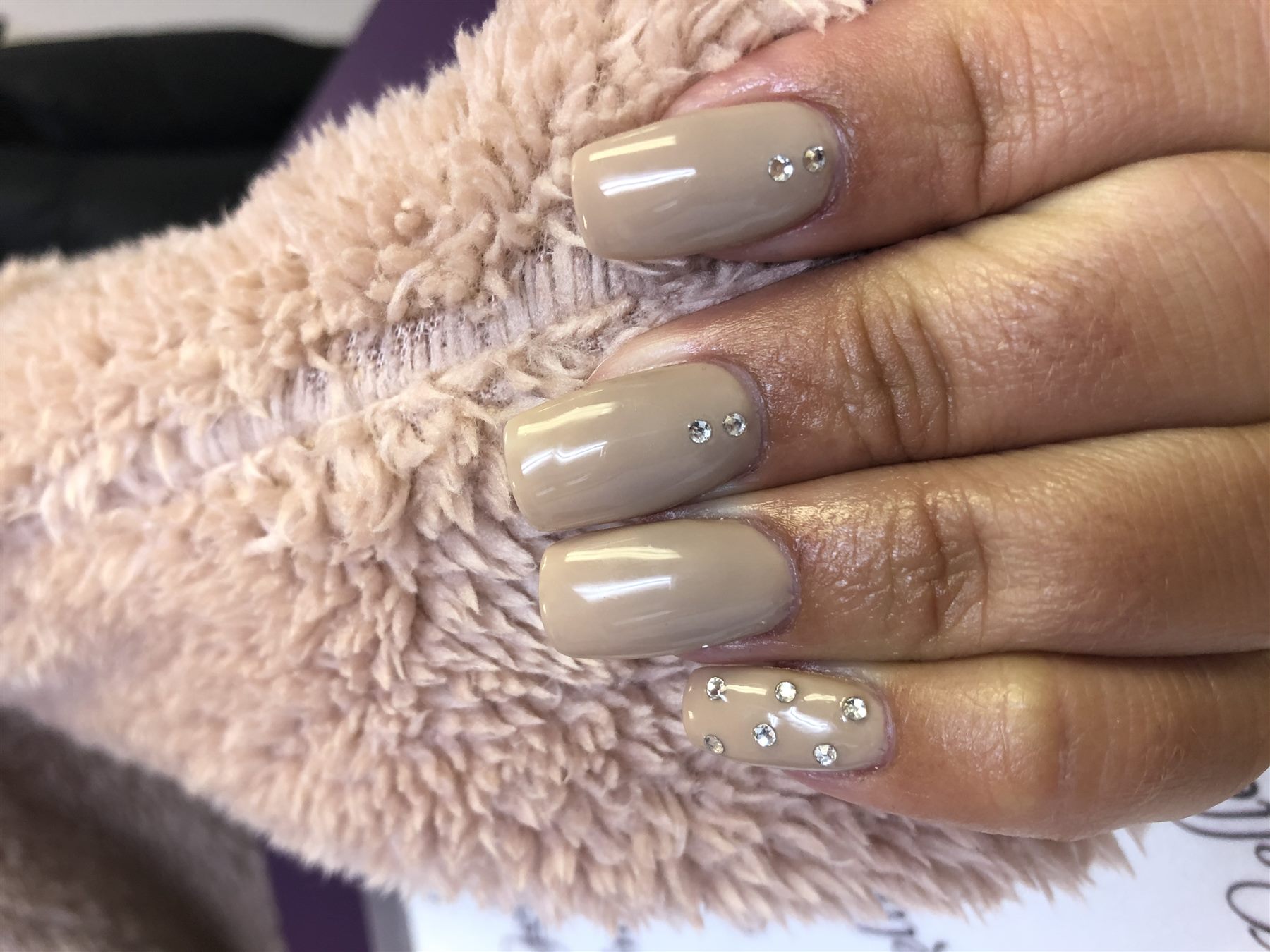 Nude Crystal Nails