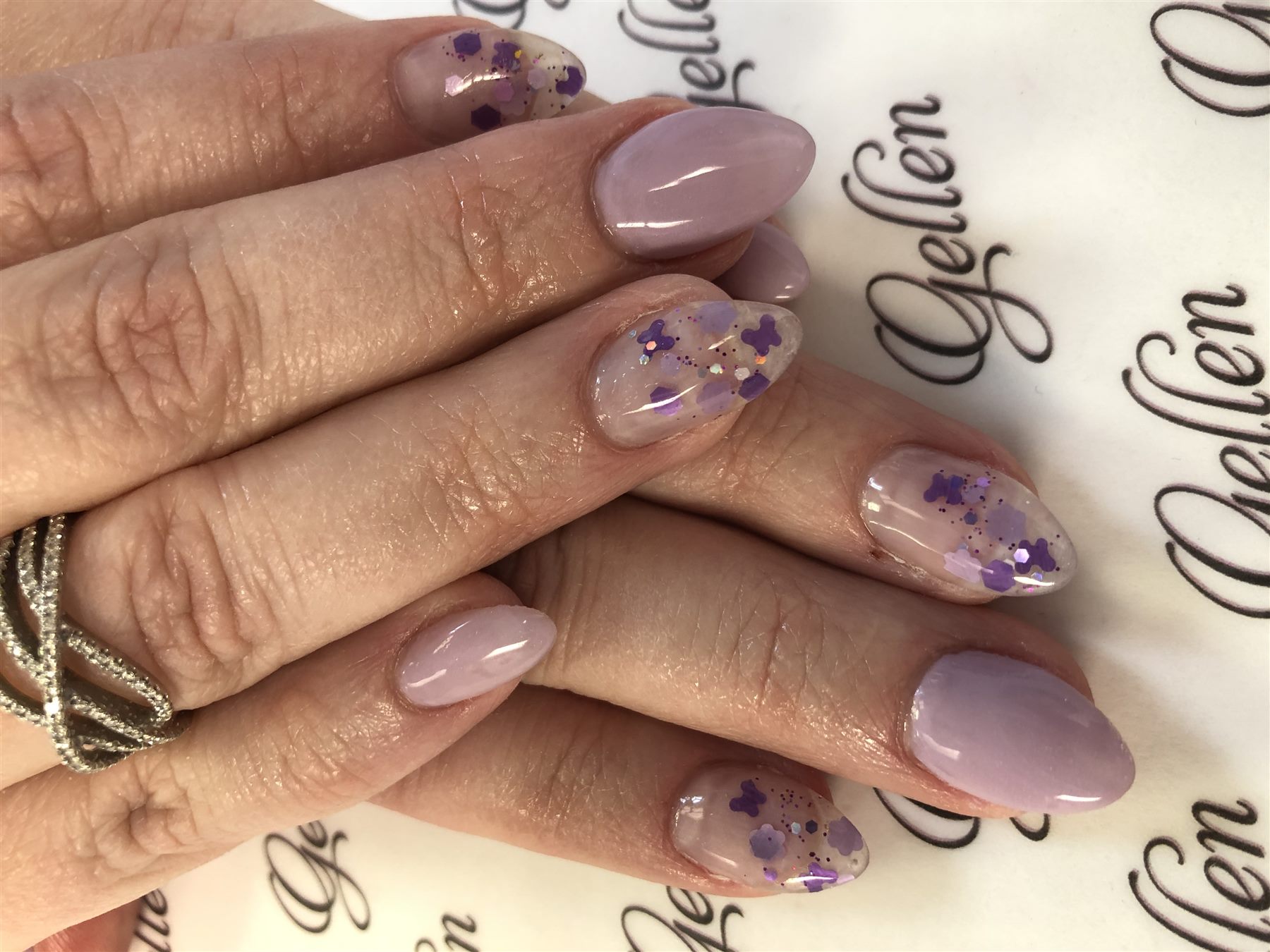 Lavender Confetti Nails