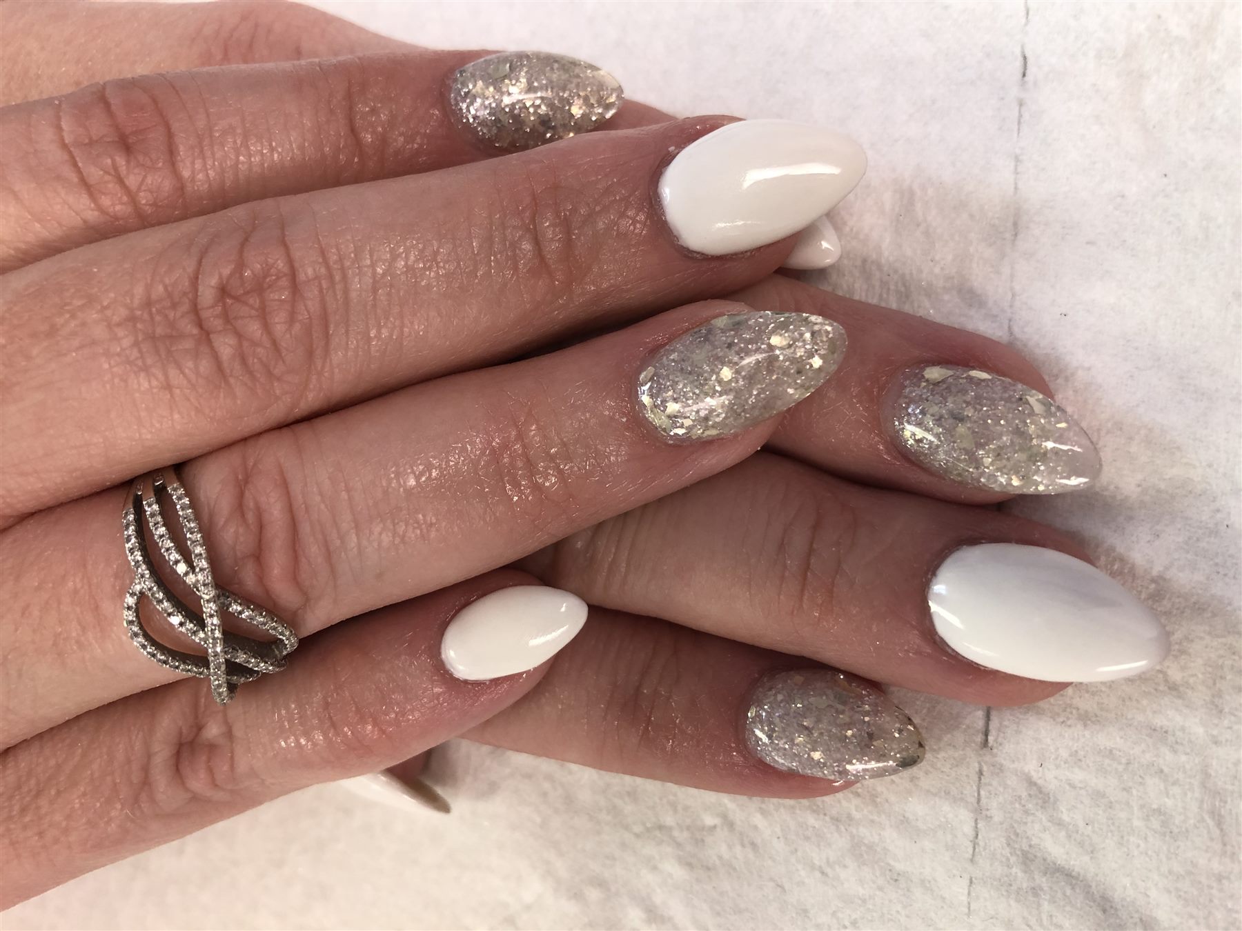 White & Silver Glitter