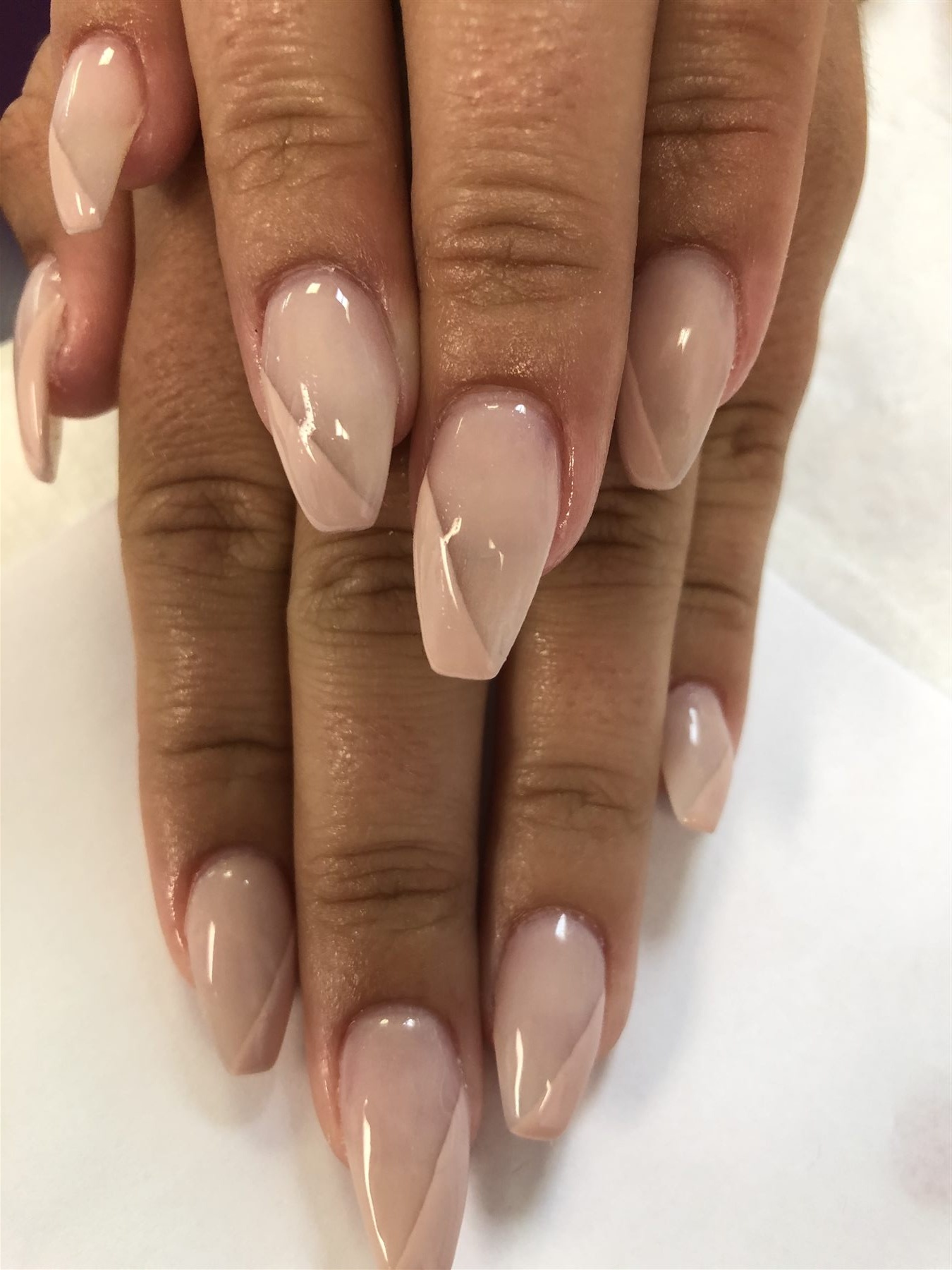 Glossy Nude Almond Nails