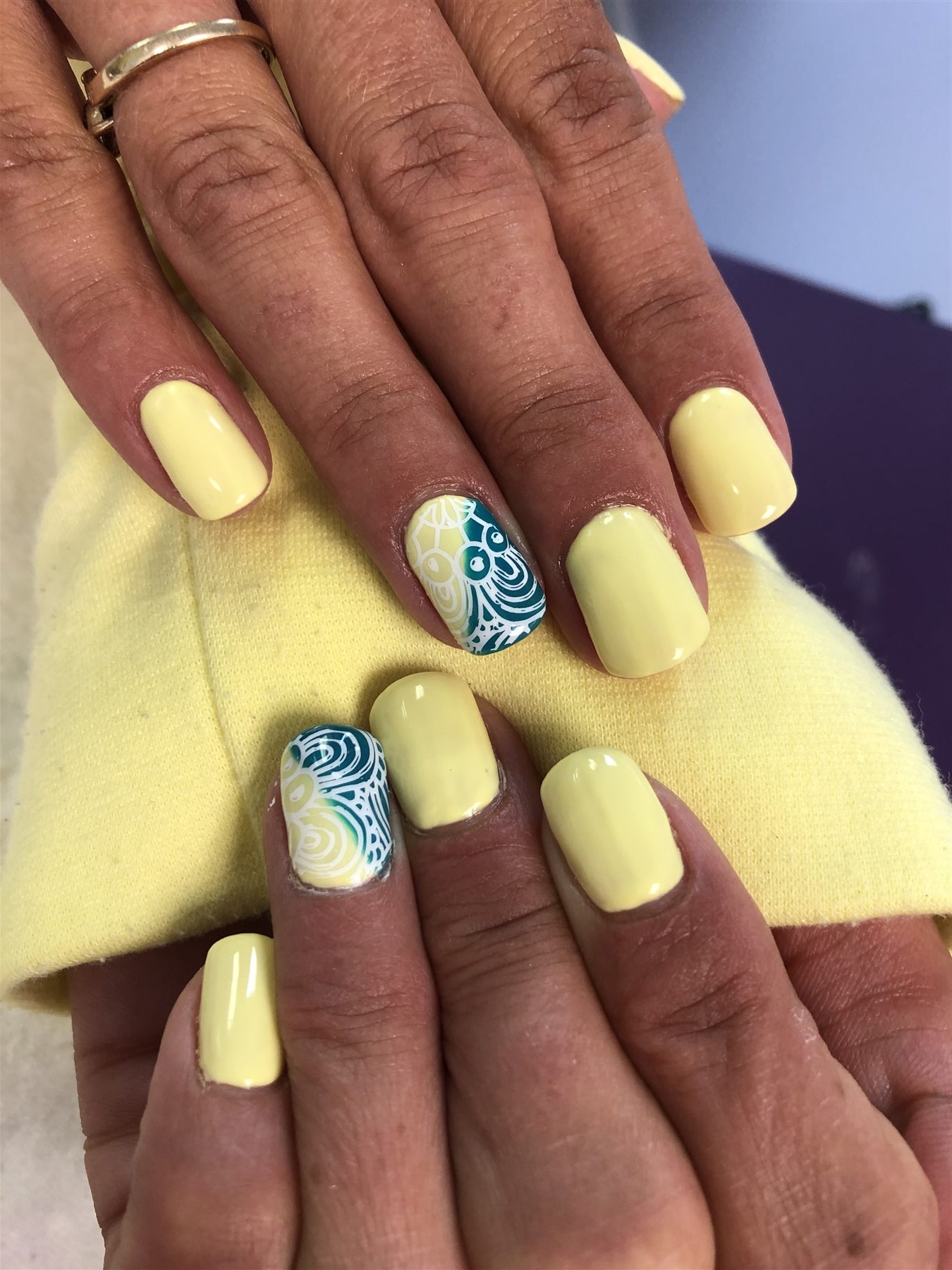 Yellow & Teal Lace Accent