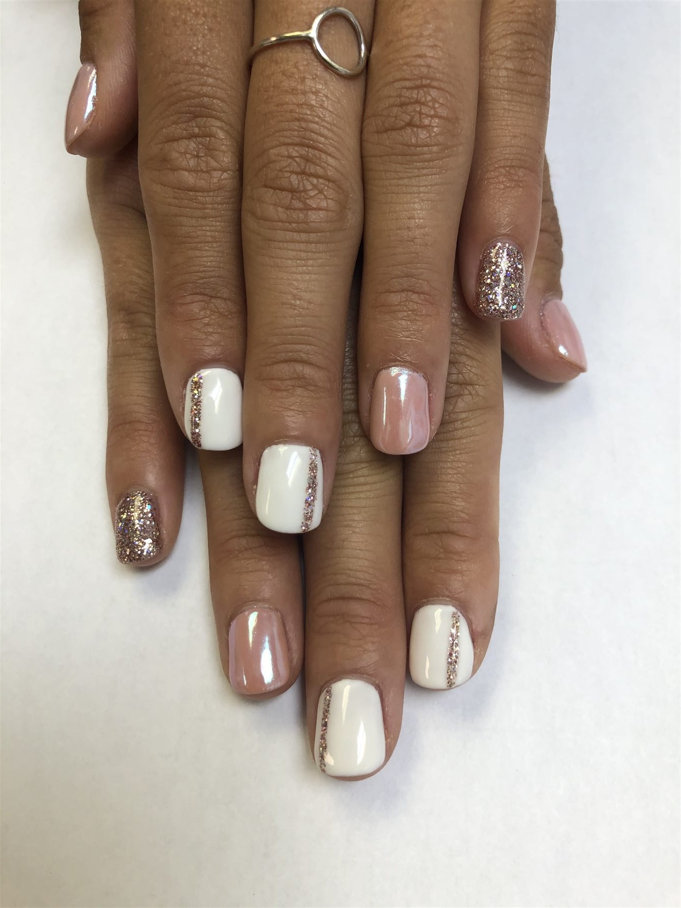 Pearl White & Rose-Gold Glitter
