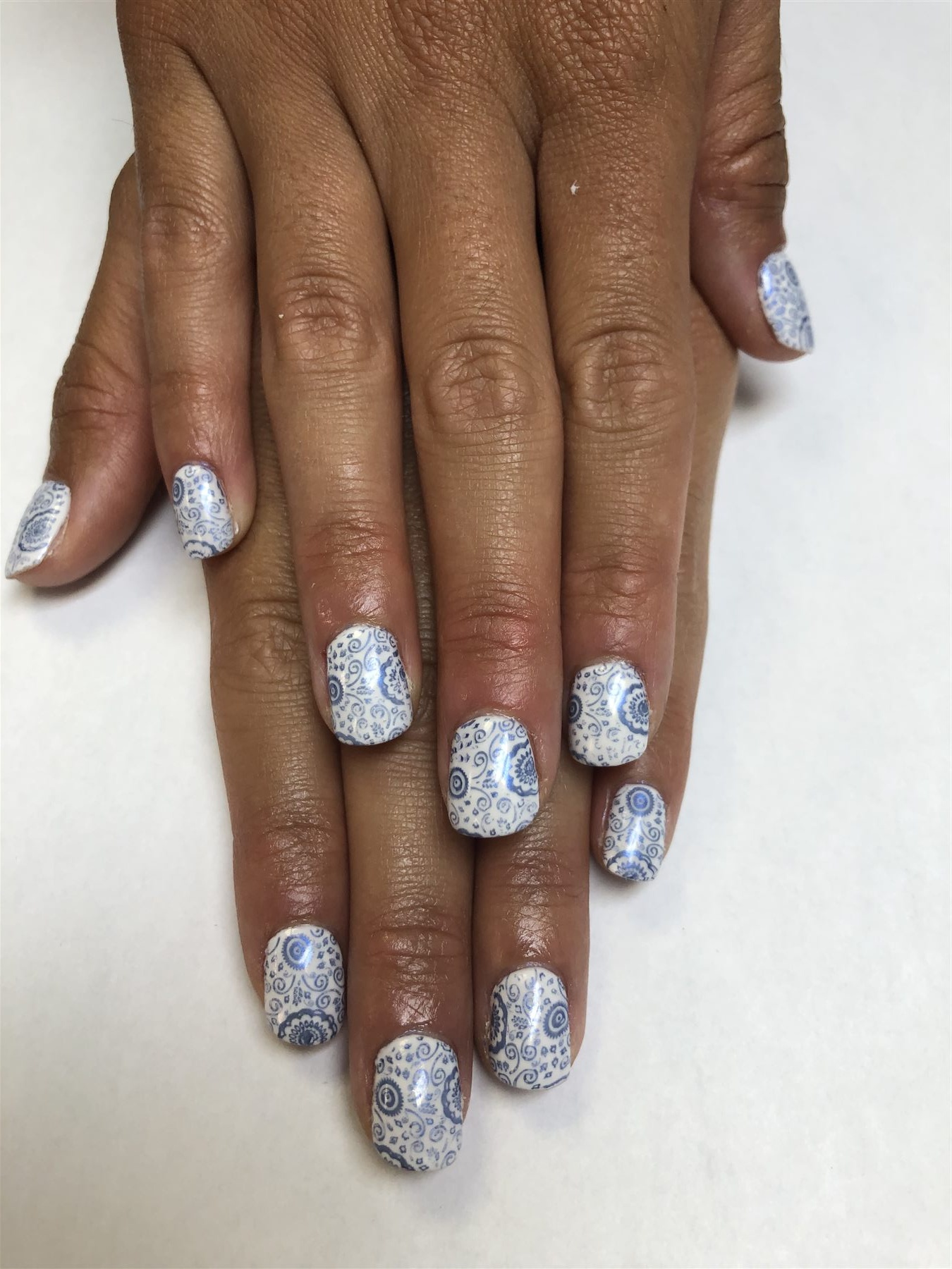 Blue Porcelain Print Nails