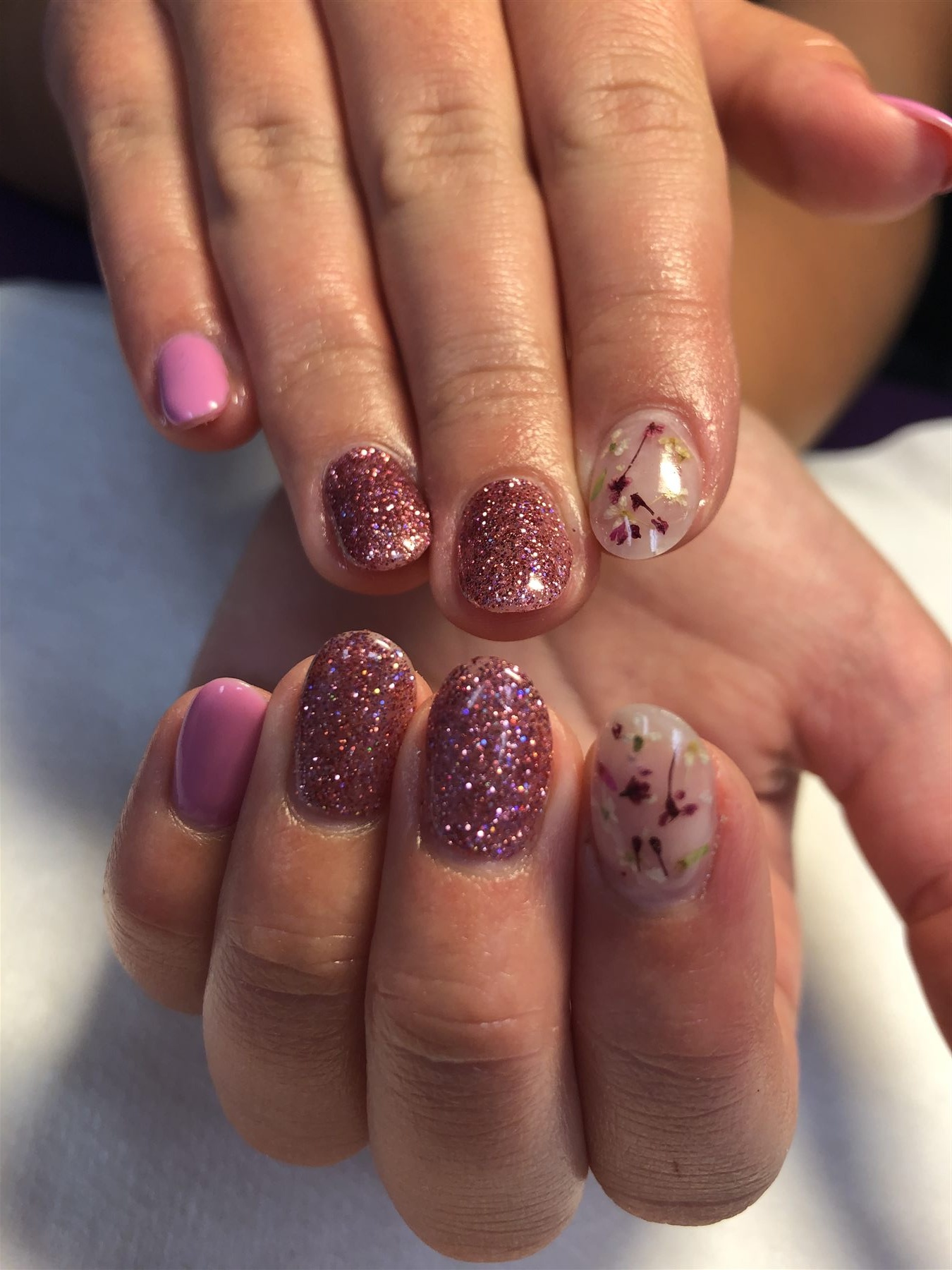 Rose Glitter & Pressed Flowers