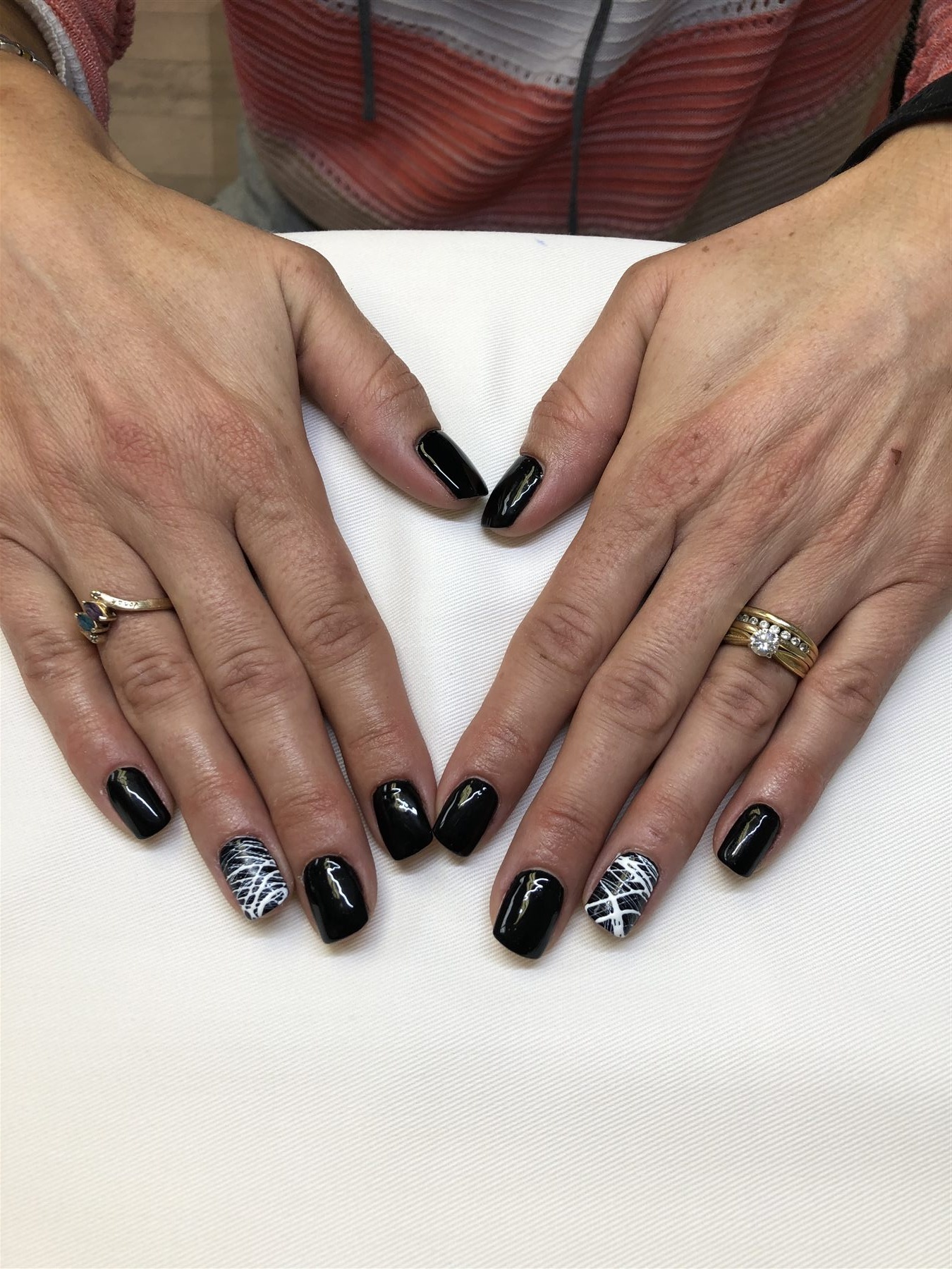 Black Web Accent Nails