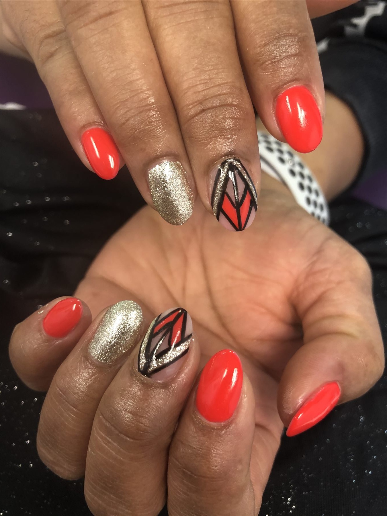 Neon Coral Geometric Glam