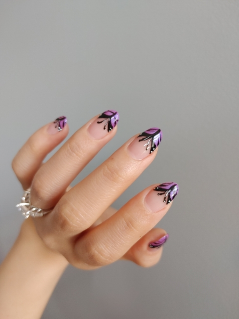 Purple Butterfly Nail Art