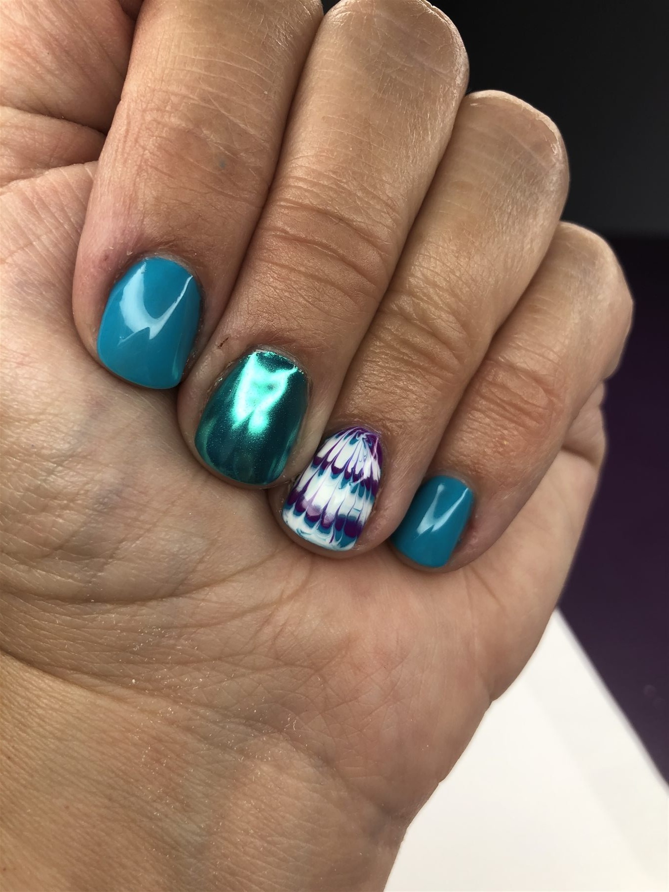 Teal Feathered Accent
