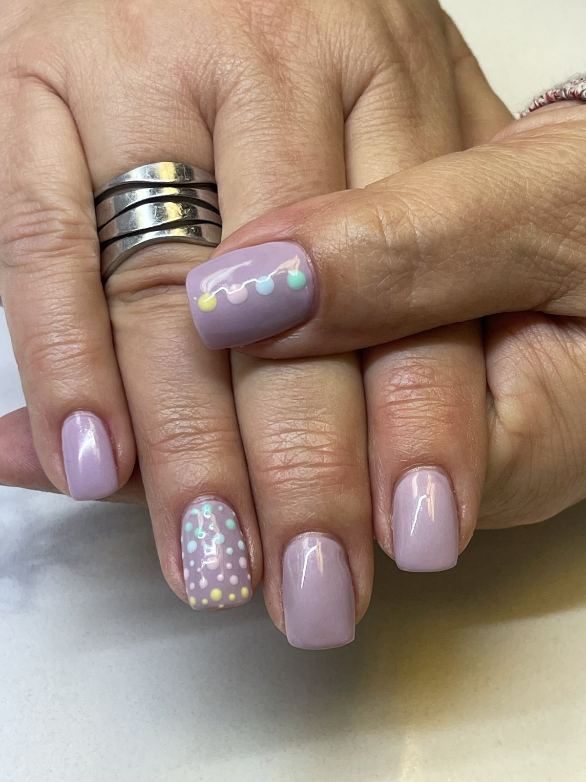 Lavender Pastel Dot Nails