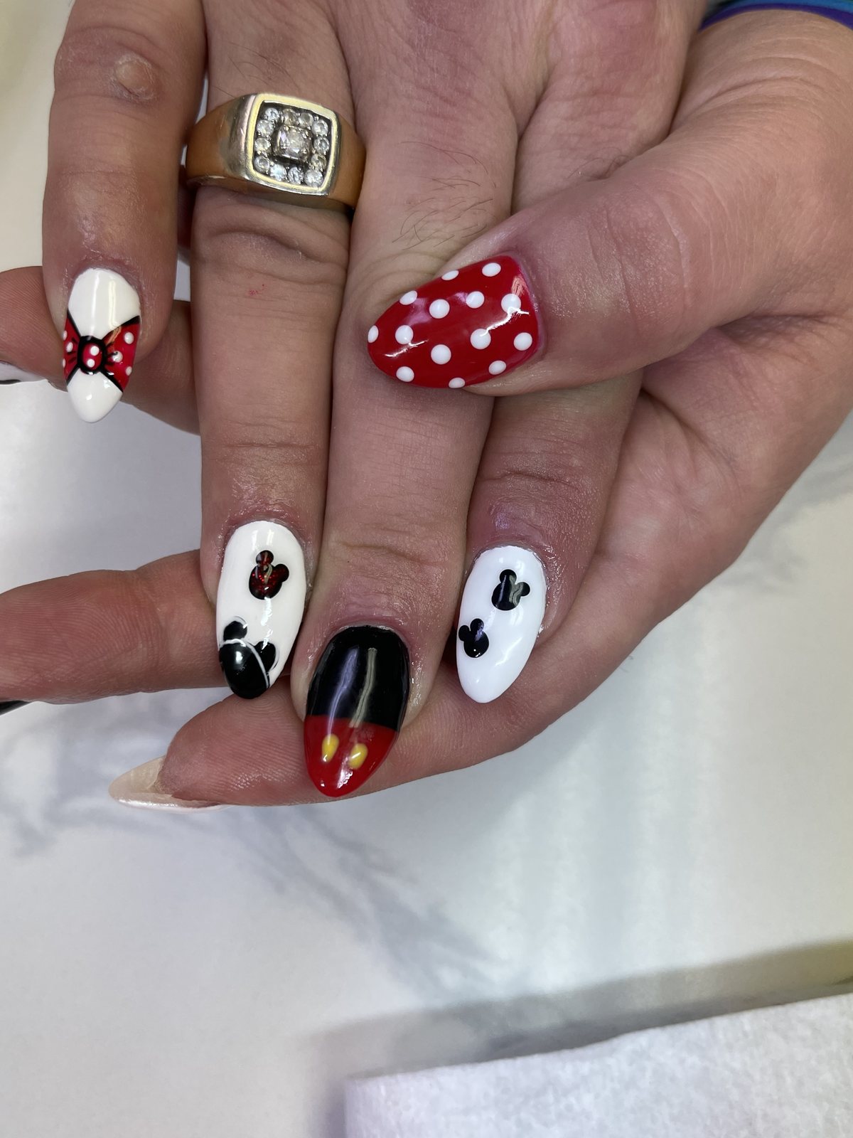Red Polka Dot Character Nails