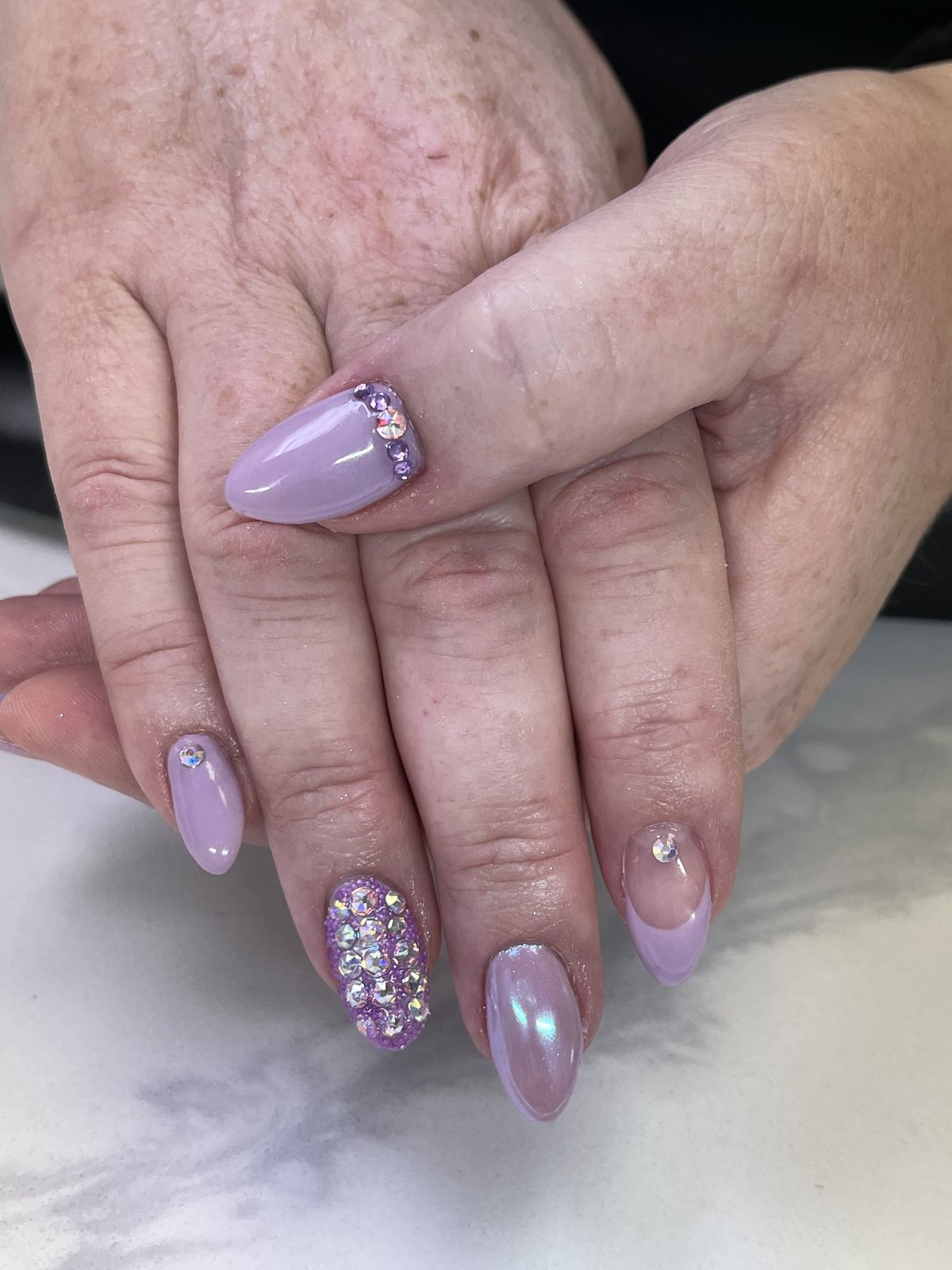 Lavender Crystal Nails