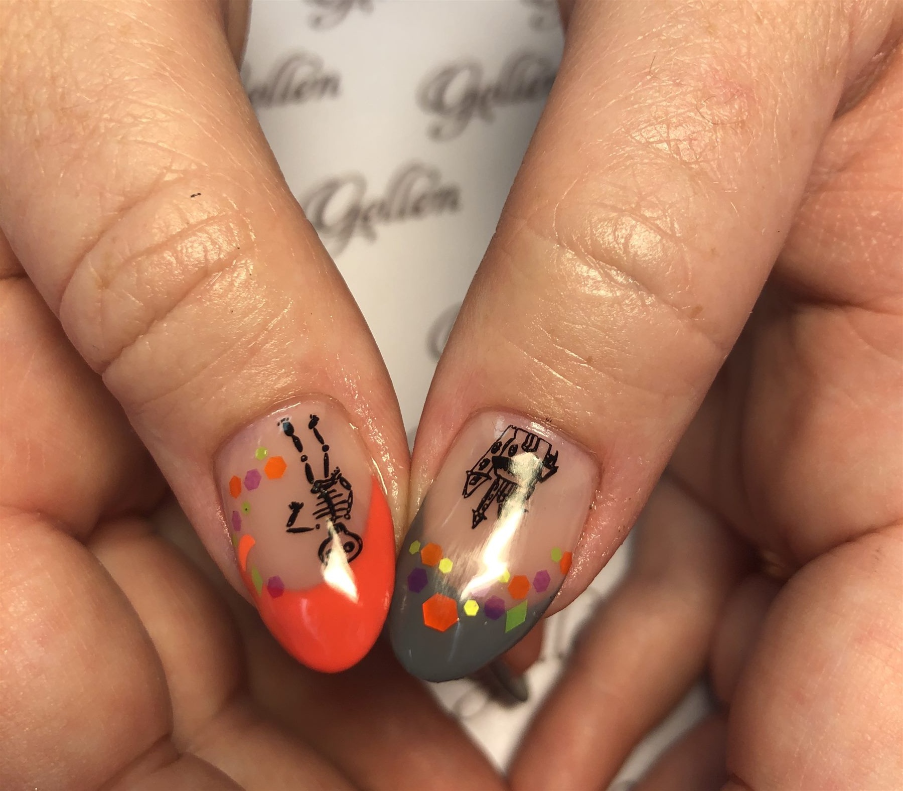 Halloween thumb art featuring a castle and dancing skeleton