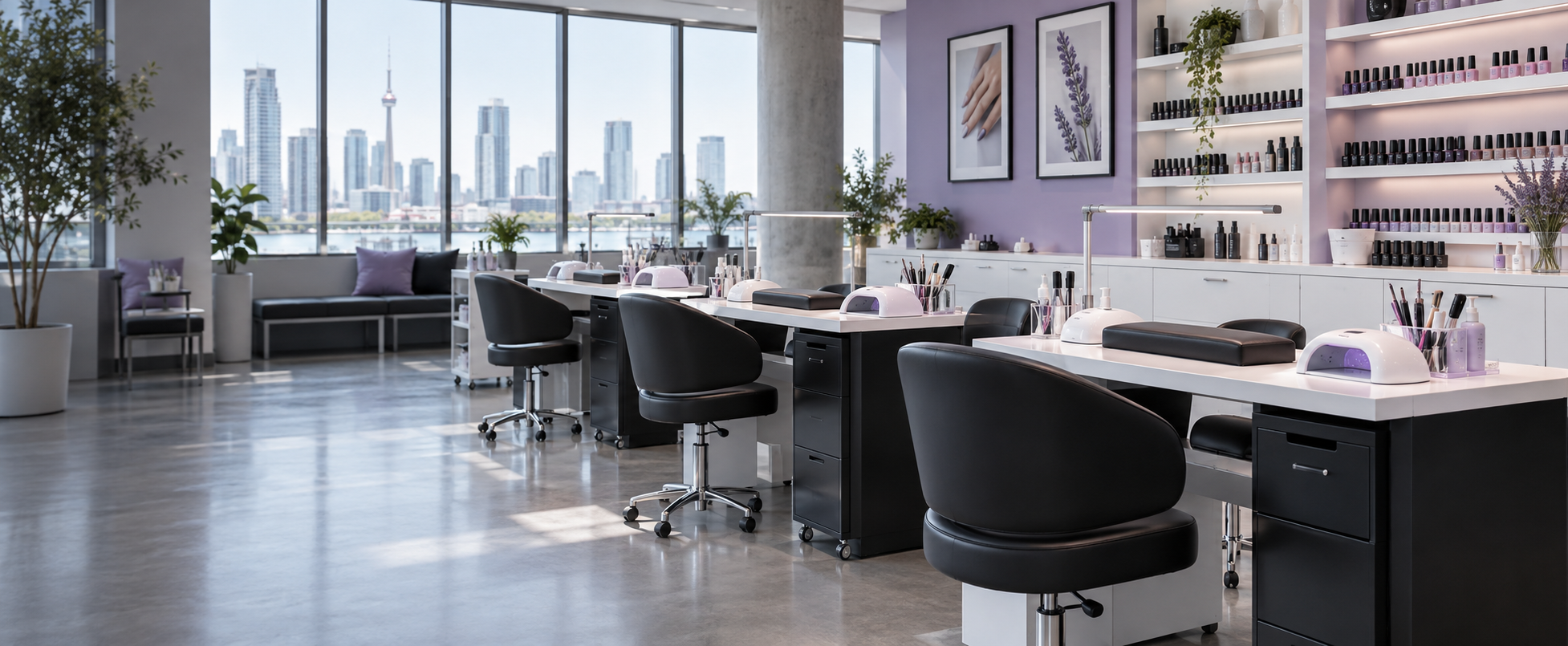 Professional nail classroom prepared for in-salon training